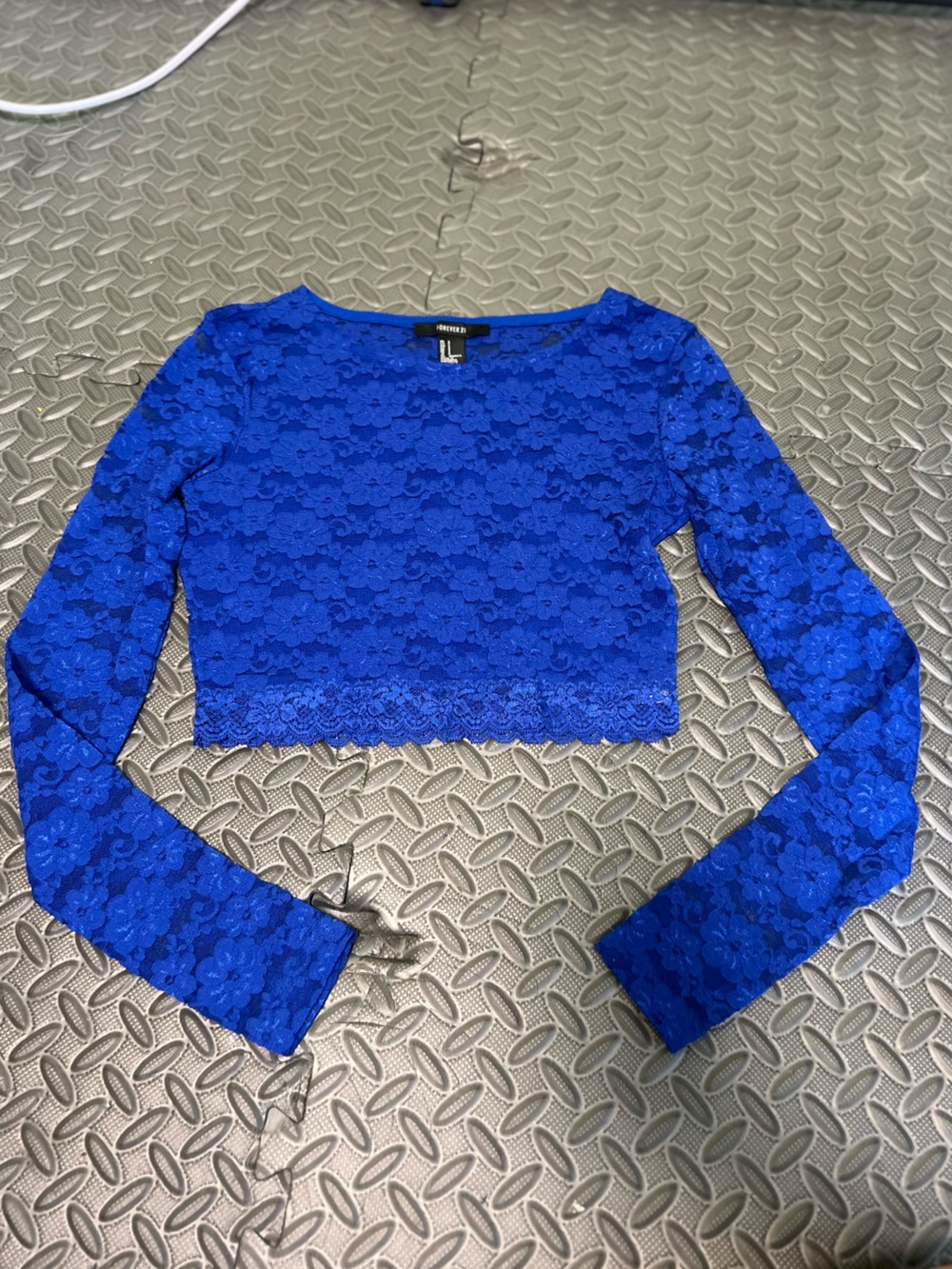 Y2K Forever 21 Blue Floral Lace Long Sleeve Top
